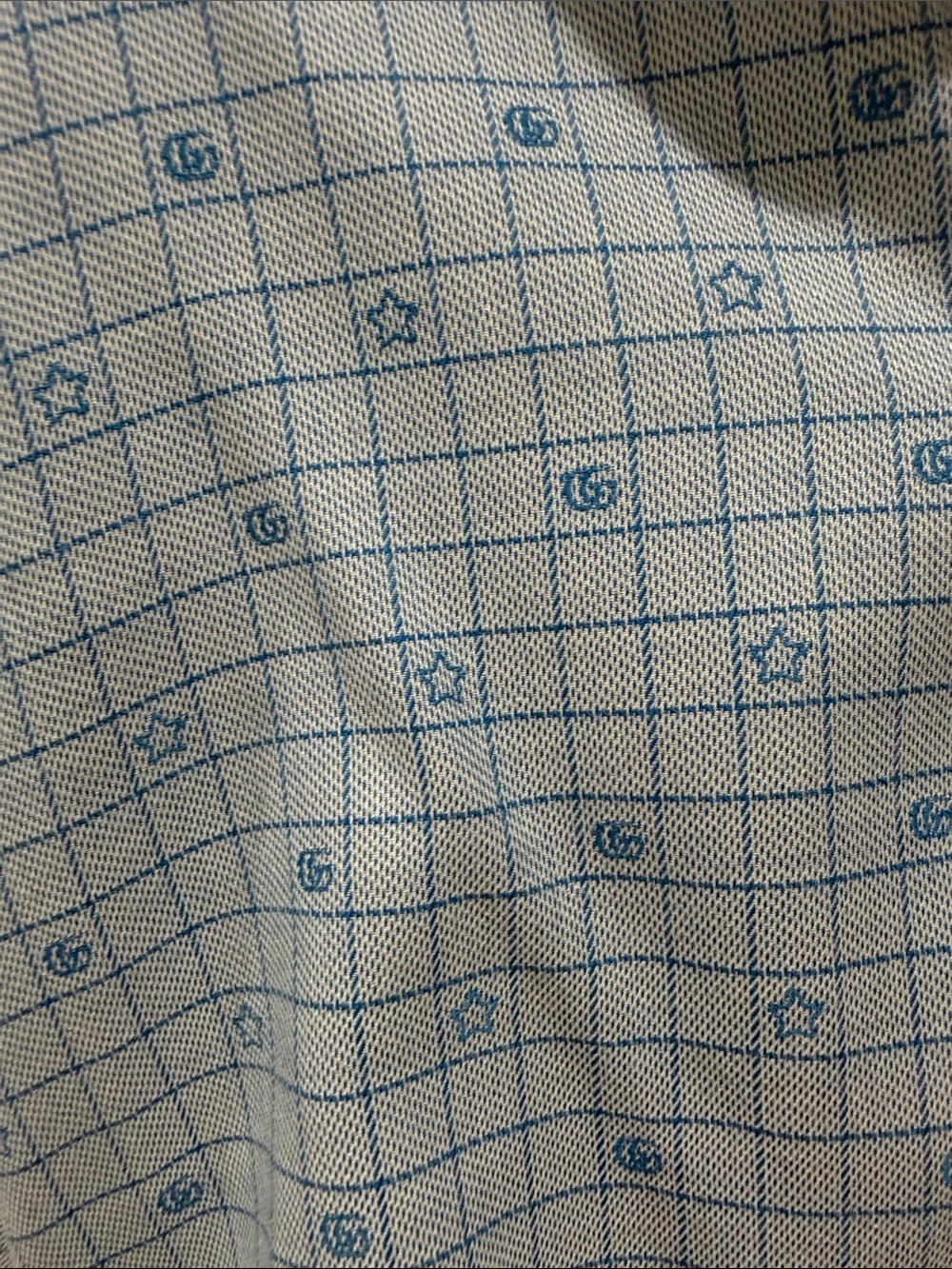 Gucci Kid's Light Blue Checked Button-Down Shirt with Subtle Logo Size 36 - Picture 4 of 8